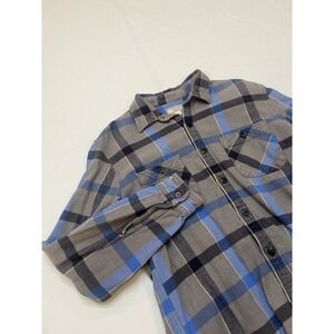 Wallace & Barnes Men's Medium Blue Gray Heavy Workwear Flannel Button Up Shirt